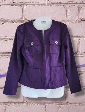 WHBM | NWT Chic Deep Purple Collarless Pocket Blazer (SIZE 4)